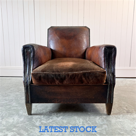 Antique French Leather Armchair