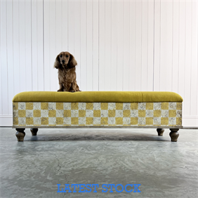 Italian Inspired Yellow Checkered Footstool