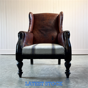 Antique Leather Wingback Chair