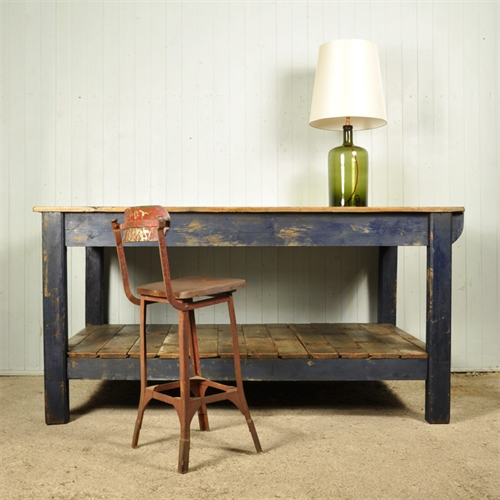 Reclaimed Industrial Table / Kitchen Island Vintage Industrial