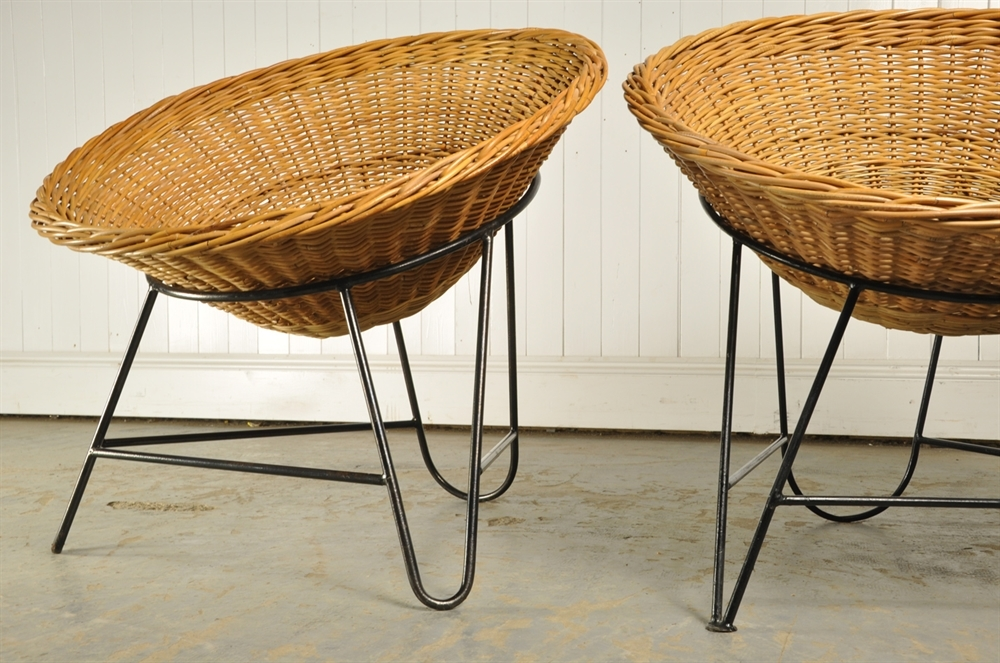 1970's Basket Chairs Original House Vintage Industrial Furniture