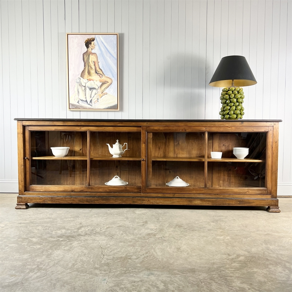 Large Glazed Sideboard This late 19th Century glazed sideboard
