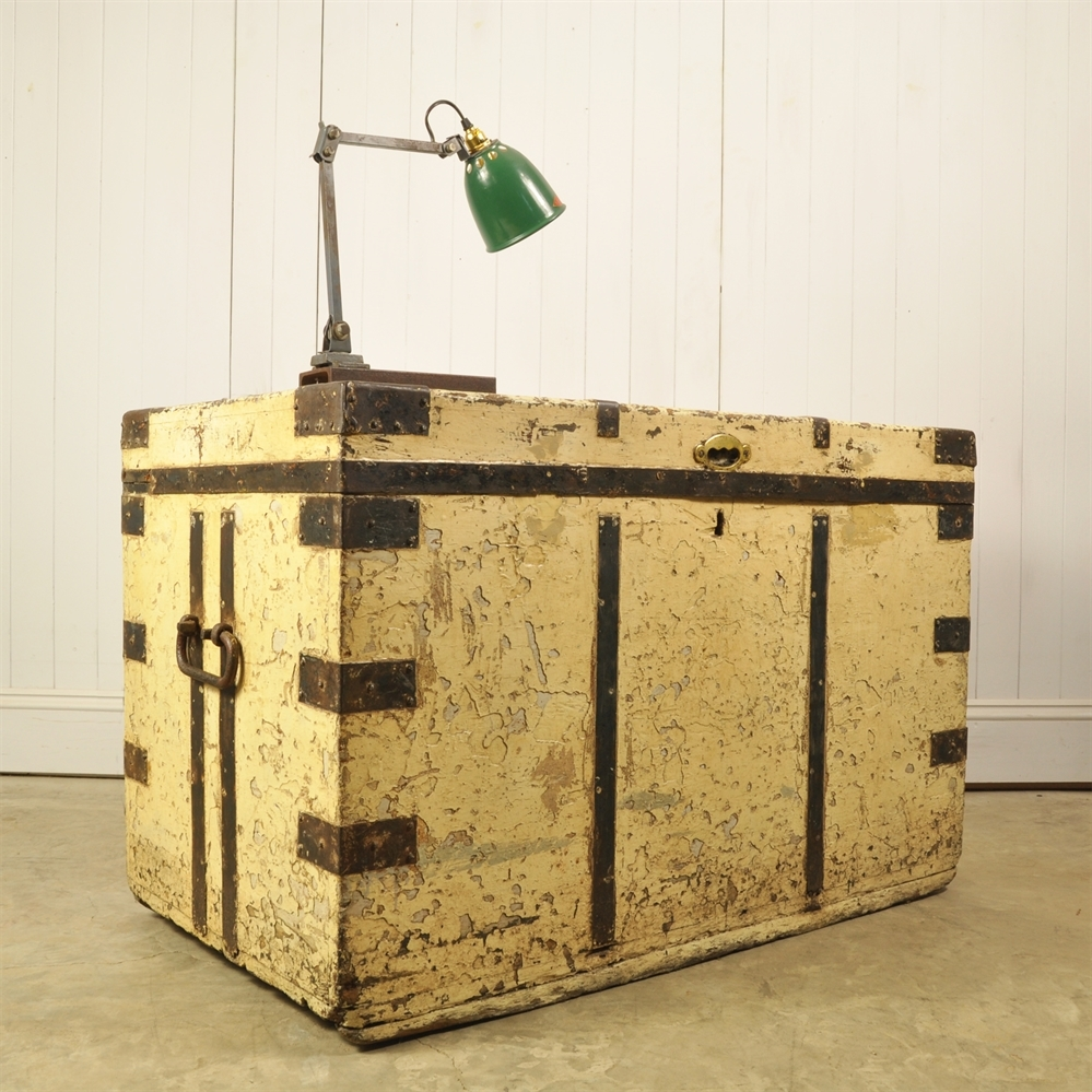 19th Century Painted Trunk Original House Decorative Antiques