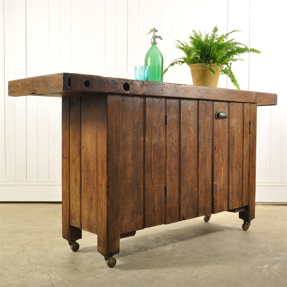 Vintage English Wooden Industrial Workbench Industrial Antiques