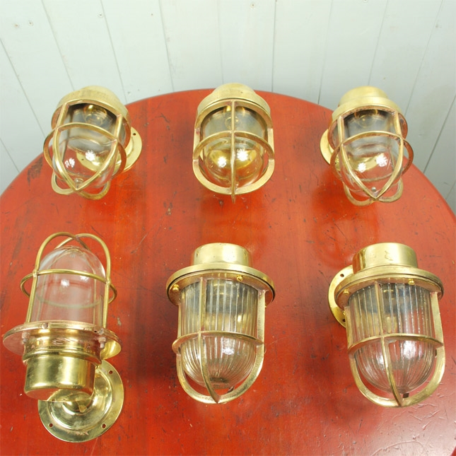 Small Brass Ships Bulkhead Lights - Vintage Lighting - Original House