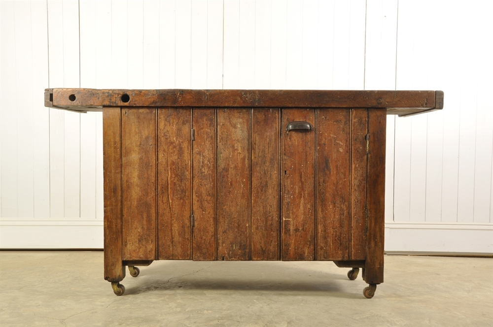 Vintage English Wooden Industrial Workbench Industrial Antiques