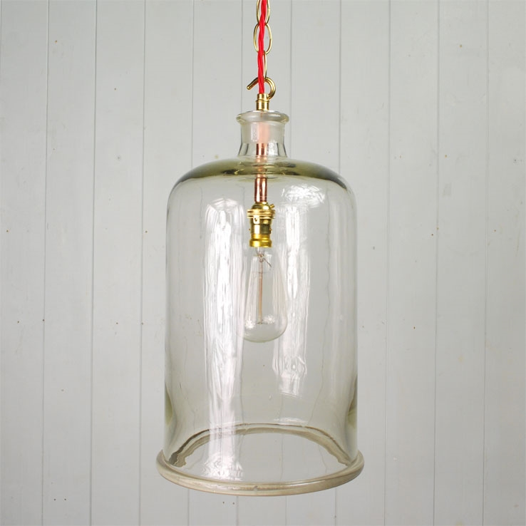 Converted Bell Jar Pendant Lights Unusual Vintage Lighting