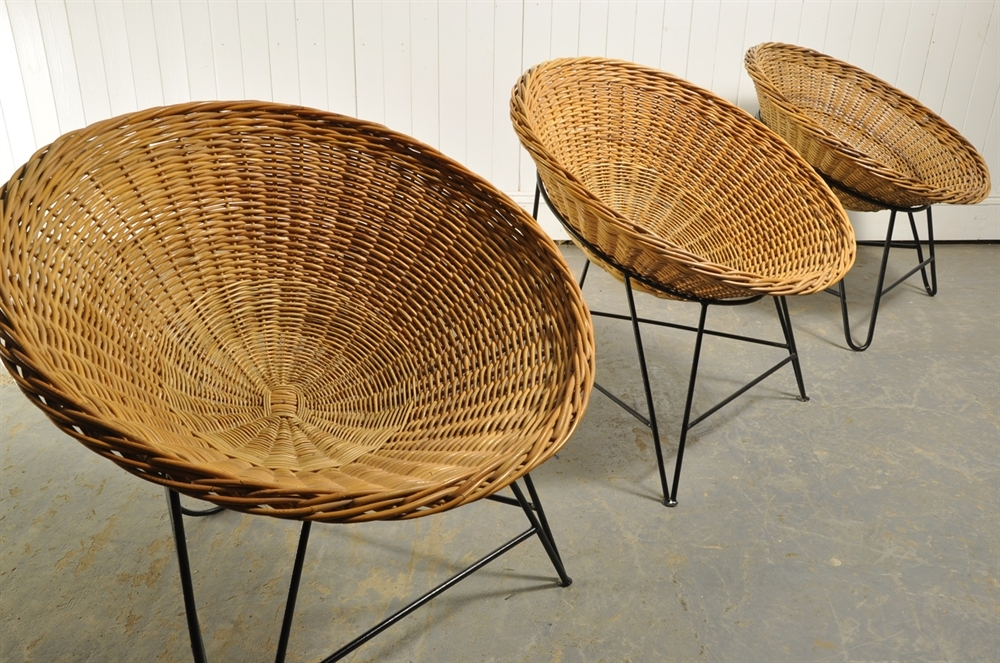 1970's Basket Chairs Original House Vintage Industrial Furniture