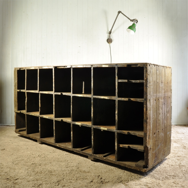 Large Industrial Pigeon Hole Unit Vintage Factory Furniture