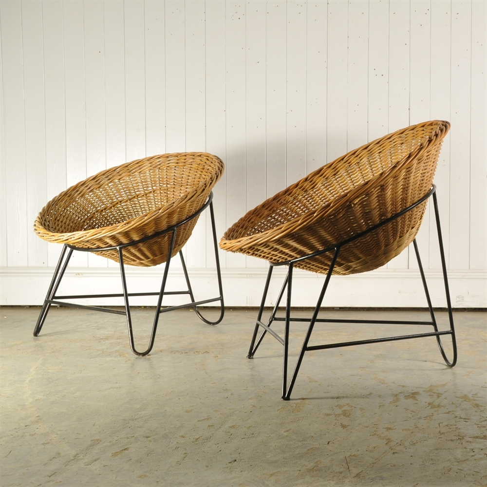 1970's Basket Chairs Original House Vintage Industrial Furniture
