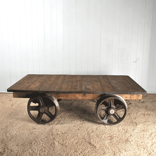 Salvaged Foundry Trolley Coffee Table, Train Trolley Coffee Table