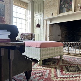 Pink and Sage Green Harlequin Ottoman