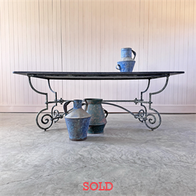 Wrought Iron and Slate Garden Table