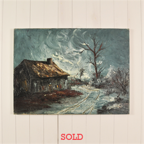 Antique Painting of a Winter Scene