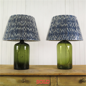 Tall Green Repurposed Bottle Lamps