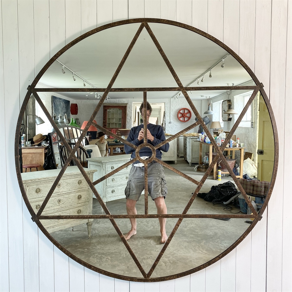 Round Factory Window Mirror